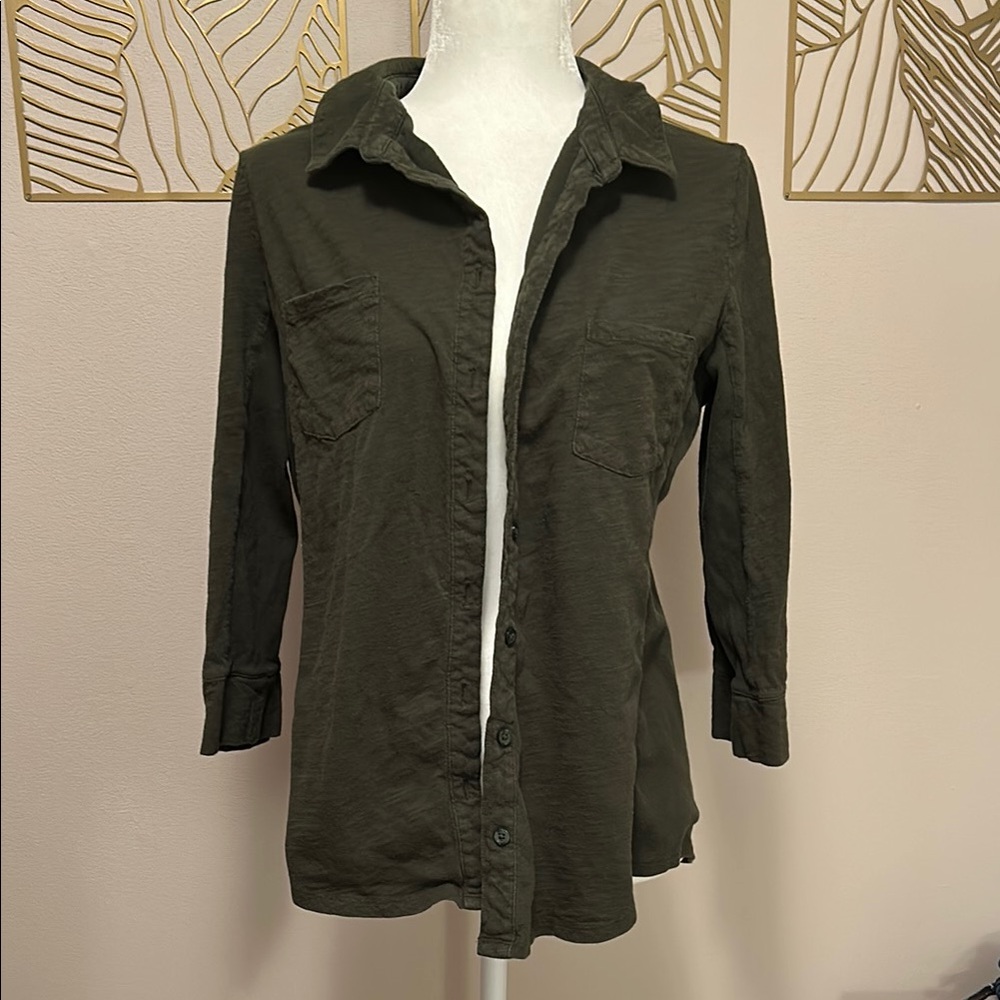 Olive Green Button-Up Shirt